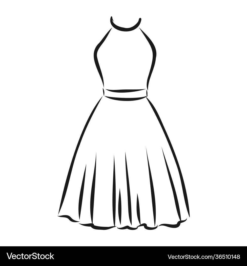 Womens dresses hand drawn black outline drawing Womens dresses hand drawn black outline drawing vector image