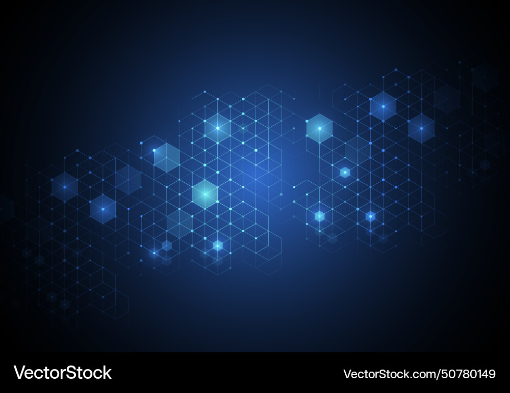 Abstract hexagonal molecular design blockchain Abstract hexagonal molecular design blockchain vector image