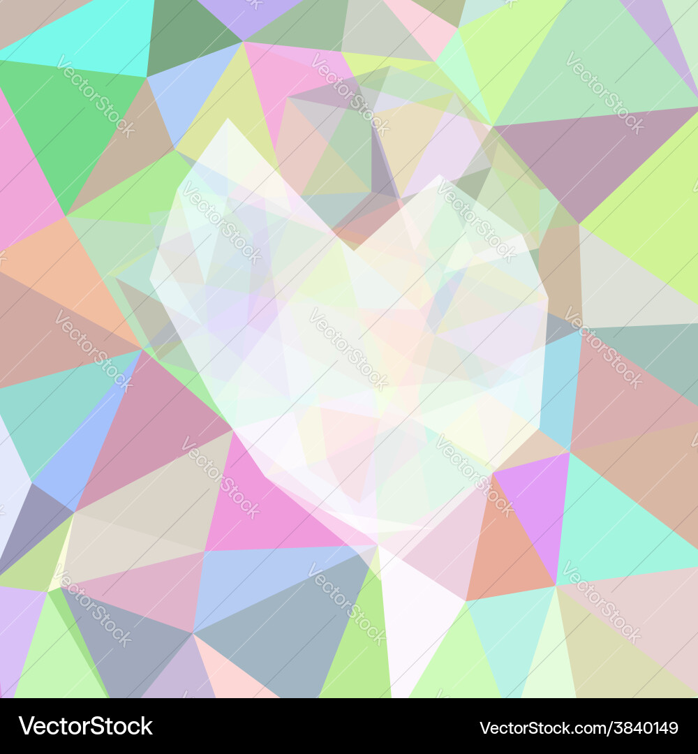 Abstract triangle background with heart pink Vector Image