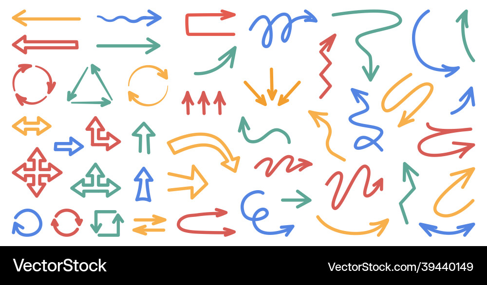 Arrows or pointers isolated flat cartoon icons set Arrows or pointers isolated flat cartoon icons set vector image