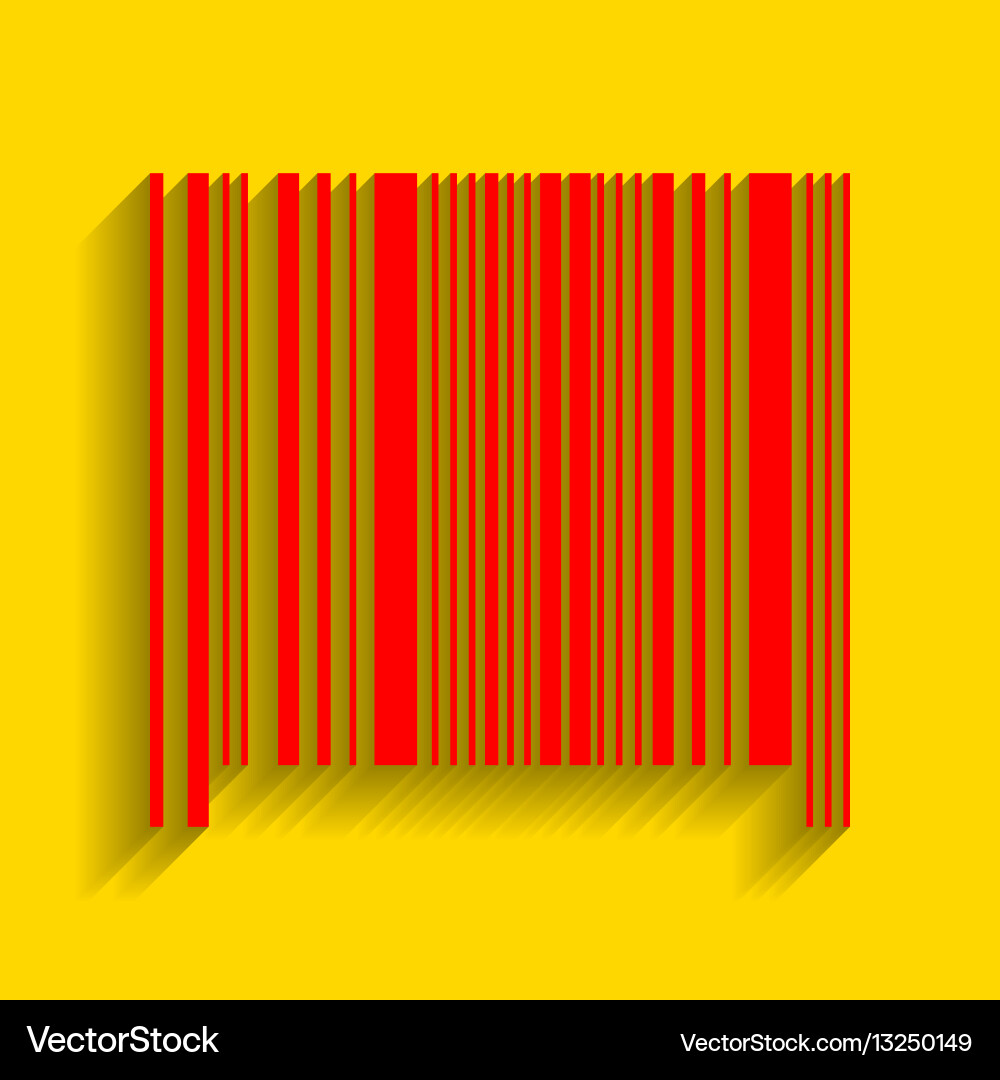 Bar code sign red icon with soft shadow vector image
