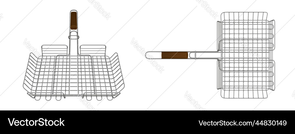 Bbq grid grill basket steel equipment for cooking Bbq grid grill basket steel equipment for cooking vector image