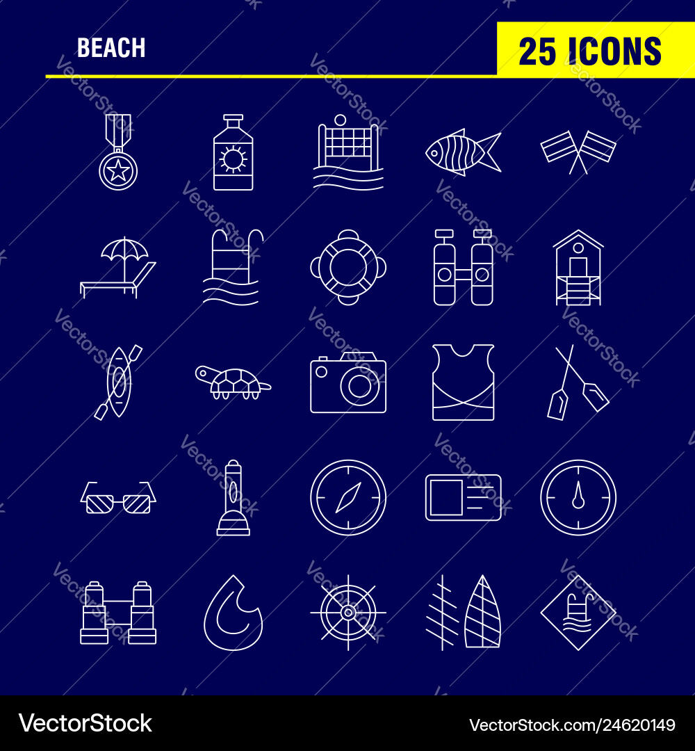 Beach line icon for web print and mobile uxui kit Beach line icon for web print and mobile uxui kit vector image