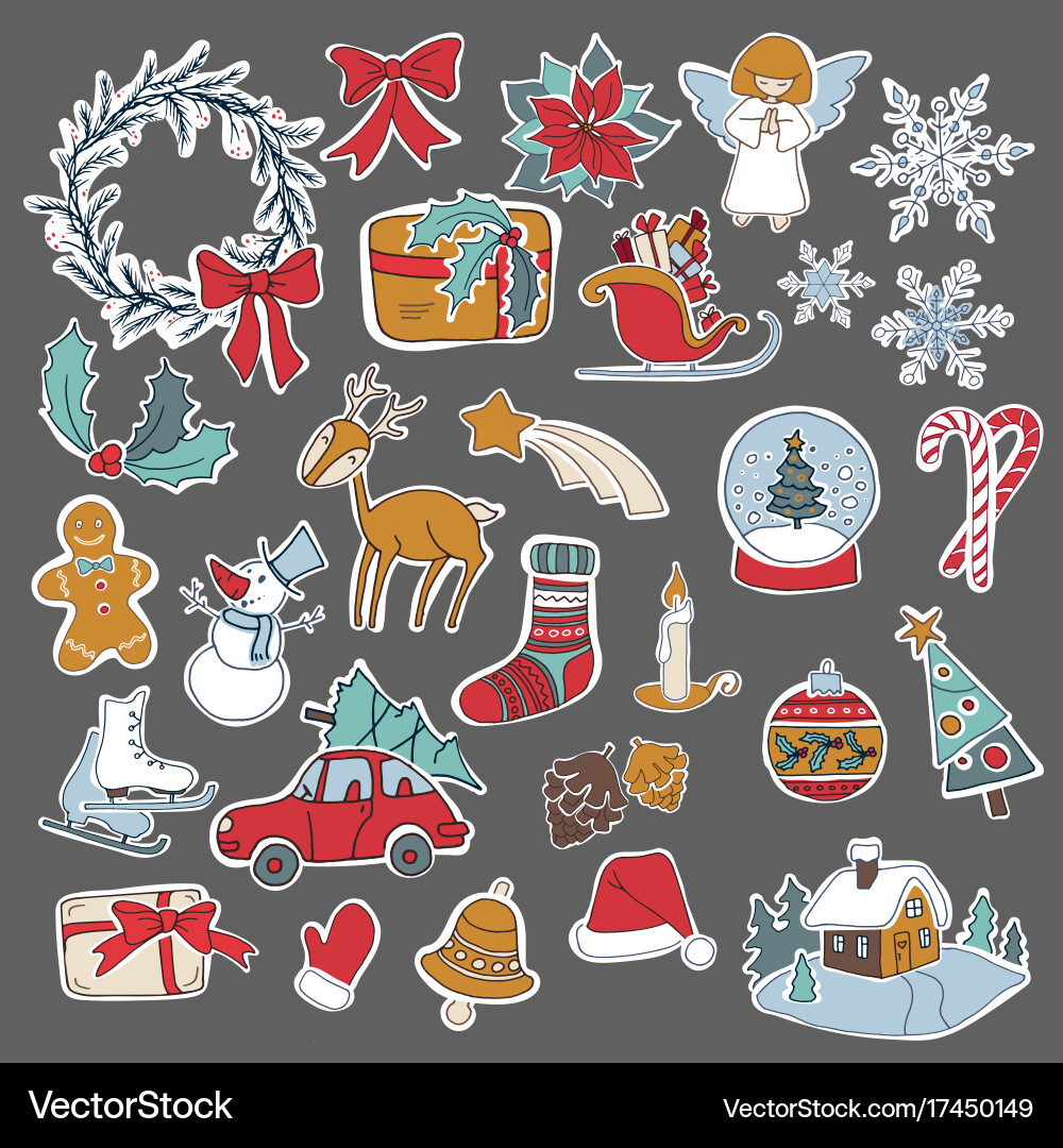 Christmas set icon elements can be used for advent Vector Image