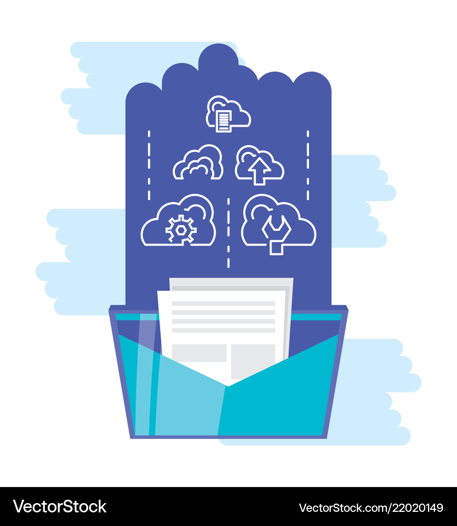 Cloud computing network with envelope Vector Image