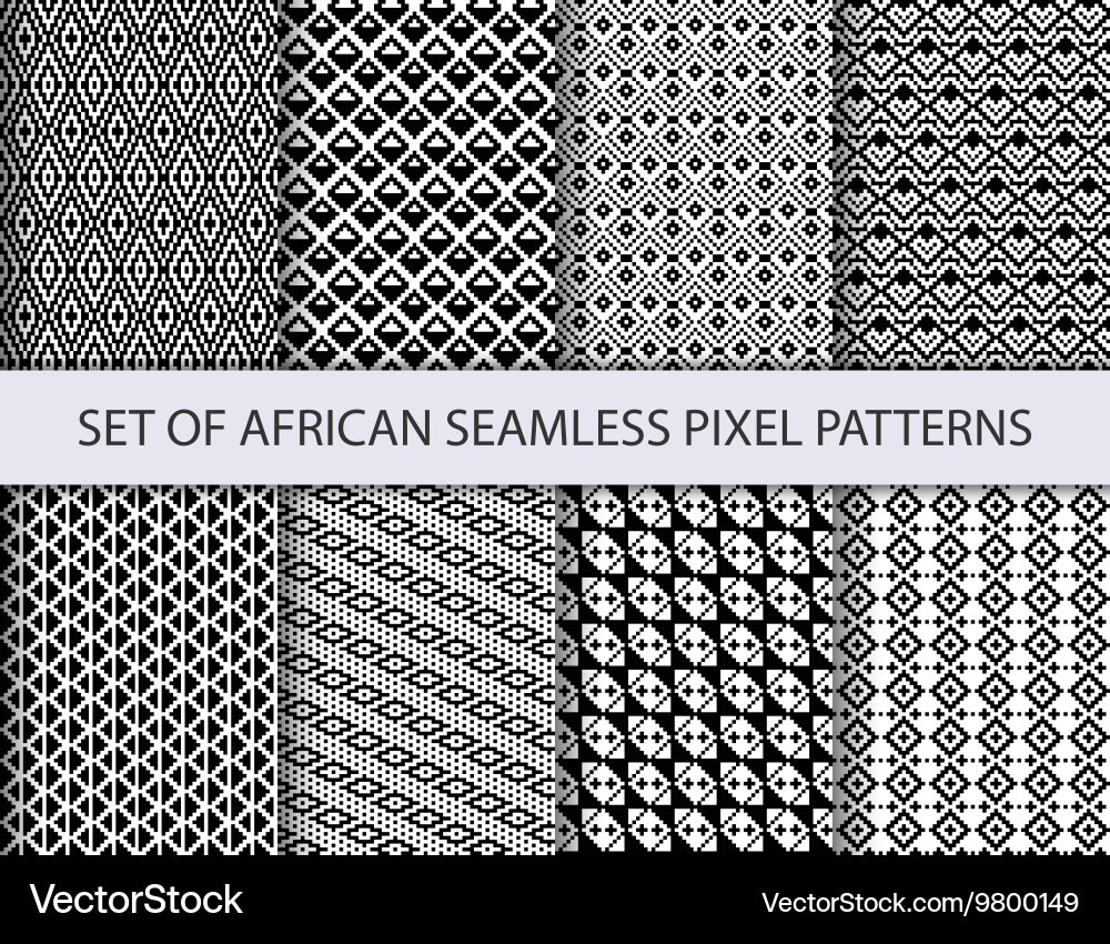 Collection of pixel seamless patterns vector image