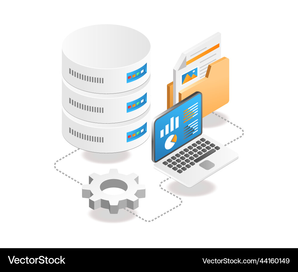 Computer database analysis Computer database analysis vector image