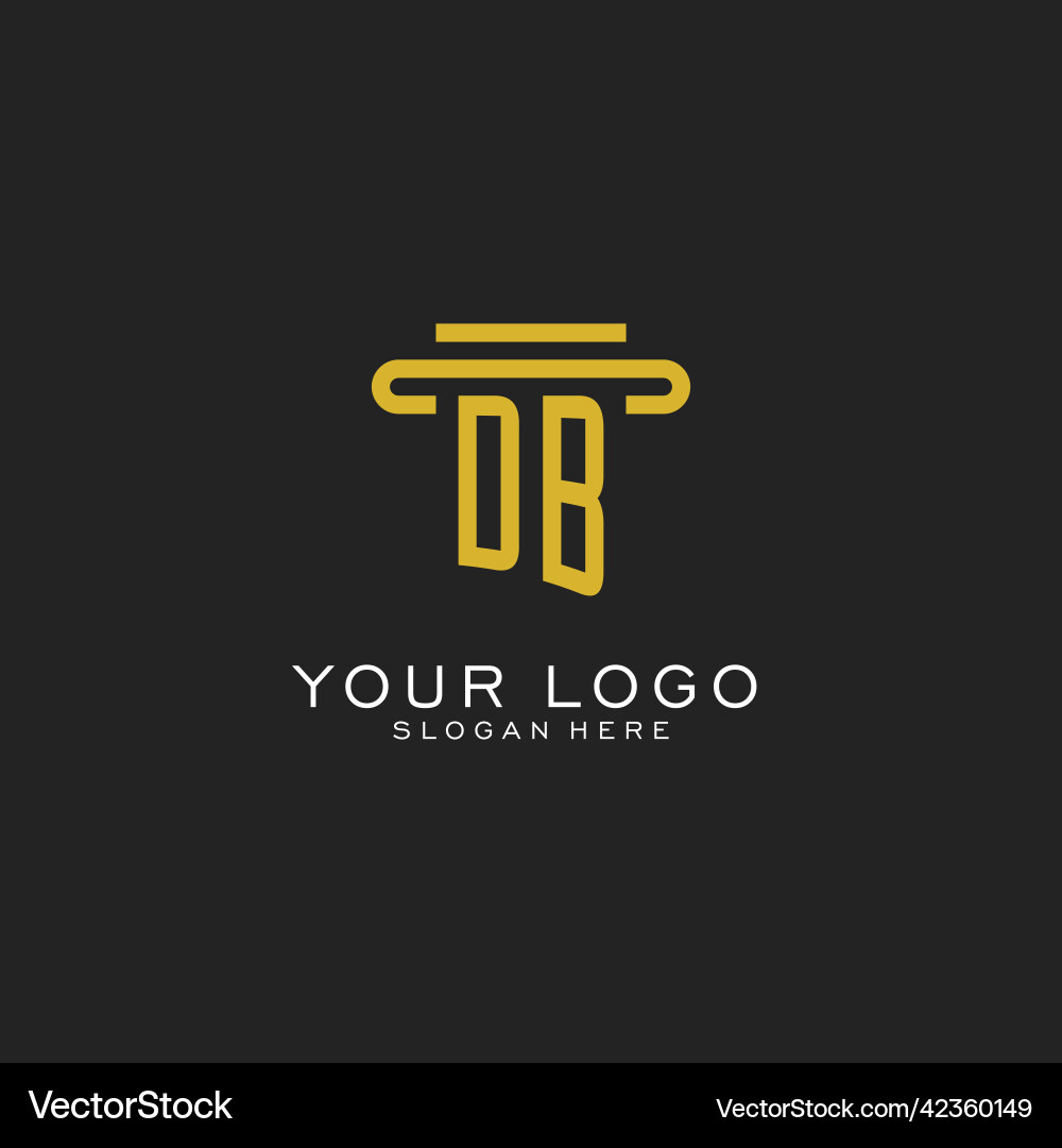Db initial logo with simple pillar style design vector image
