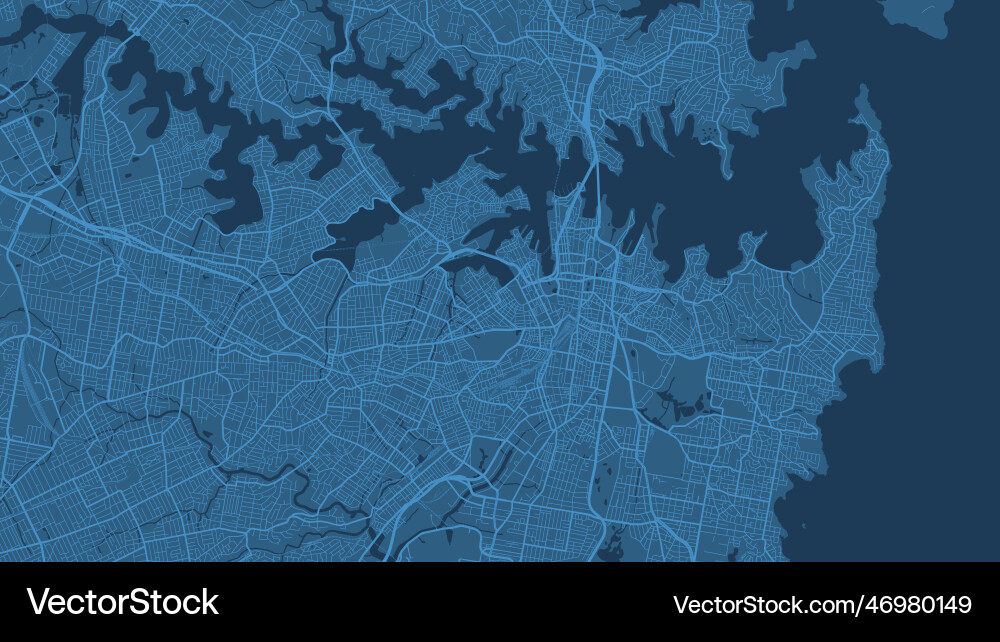 Detaillierte blaue Karte von sydney city linear print Detaillierte blaue Karte von sydney city linear print vektorbild