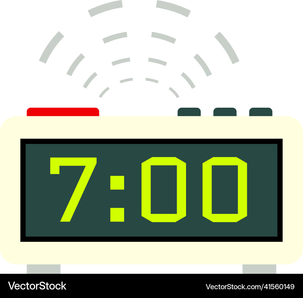 Digital alarm clock icon ringing time device vector image