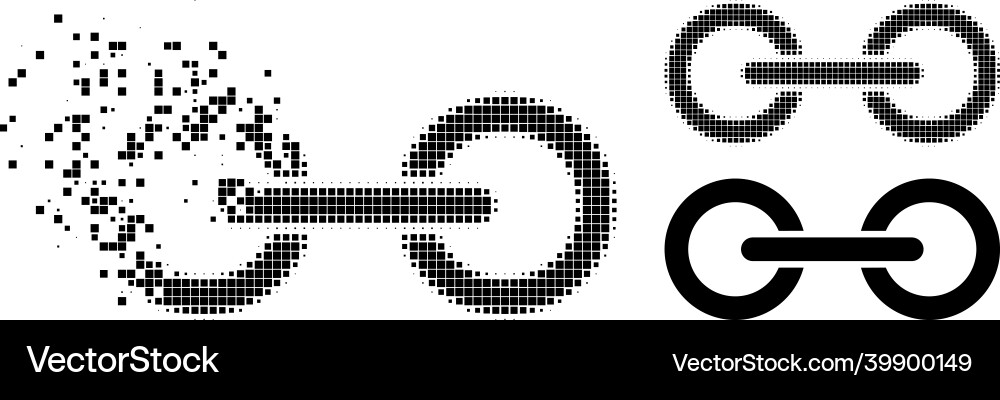 Disintegrating dotted chain link icon Disintegrating dotted chain link icon vector image
