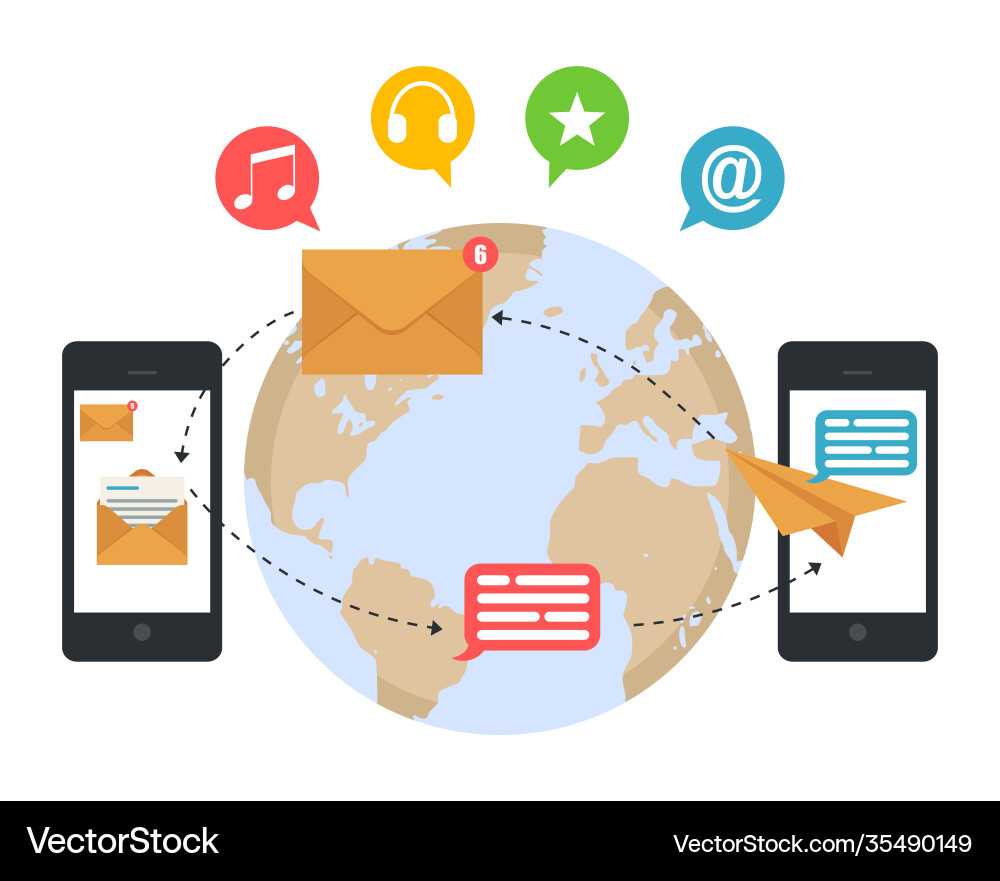 Emailing chatting sending message mobile phone Emailing chatting sending message mobile phone vector image