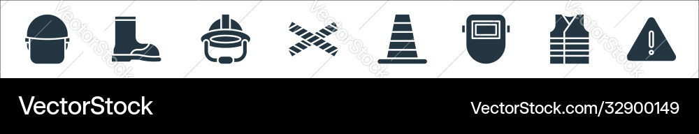 Flat rescue and protective line icons linear set vector image