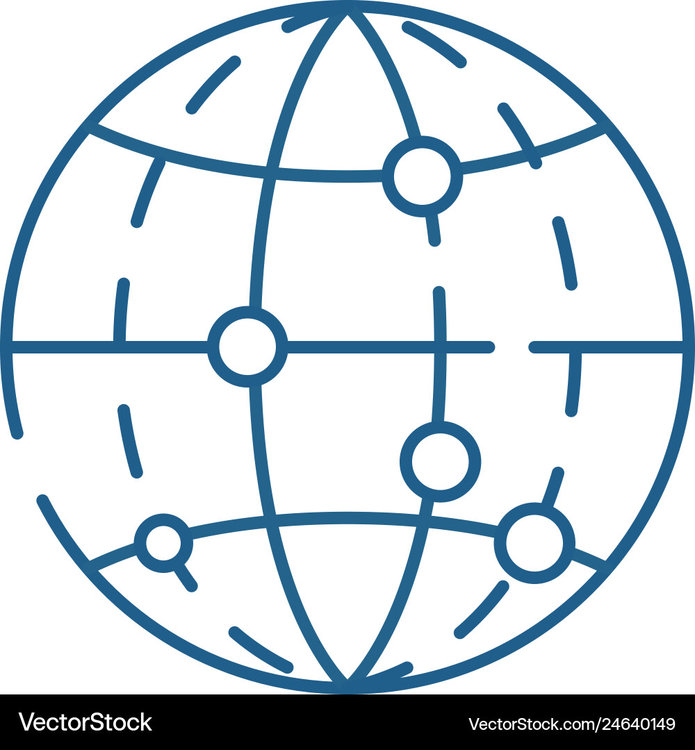 Global data encryption line icon concept Vector Image