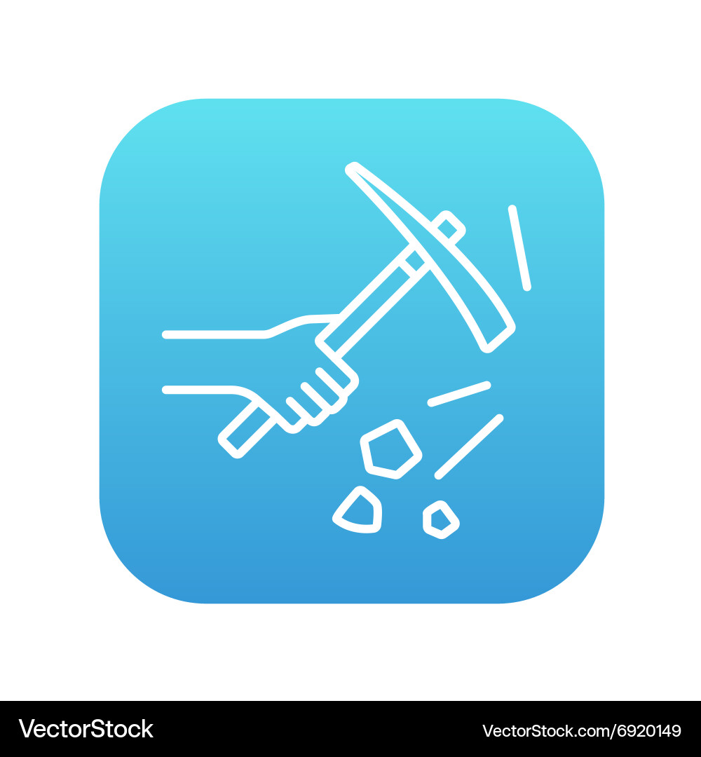 Hand using pickax line icon Vector Image