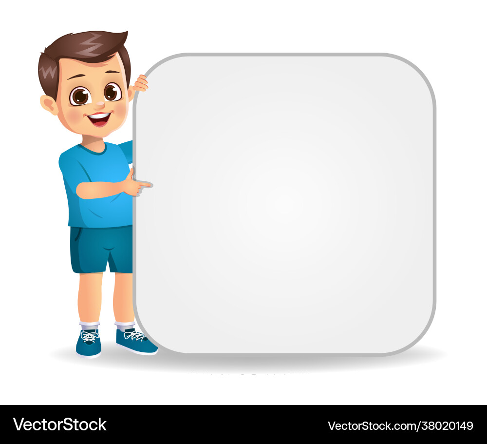 Happy cute girl kid holding blank banners Happy cute girl kid holding blank banners vector image
