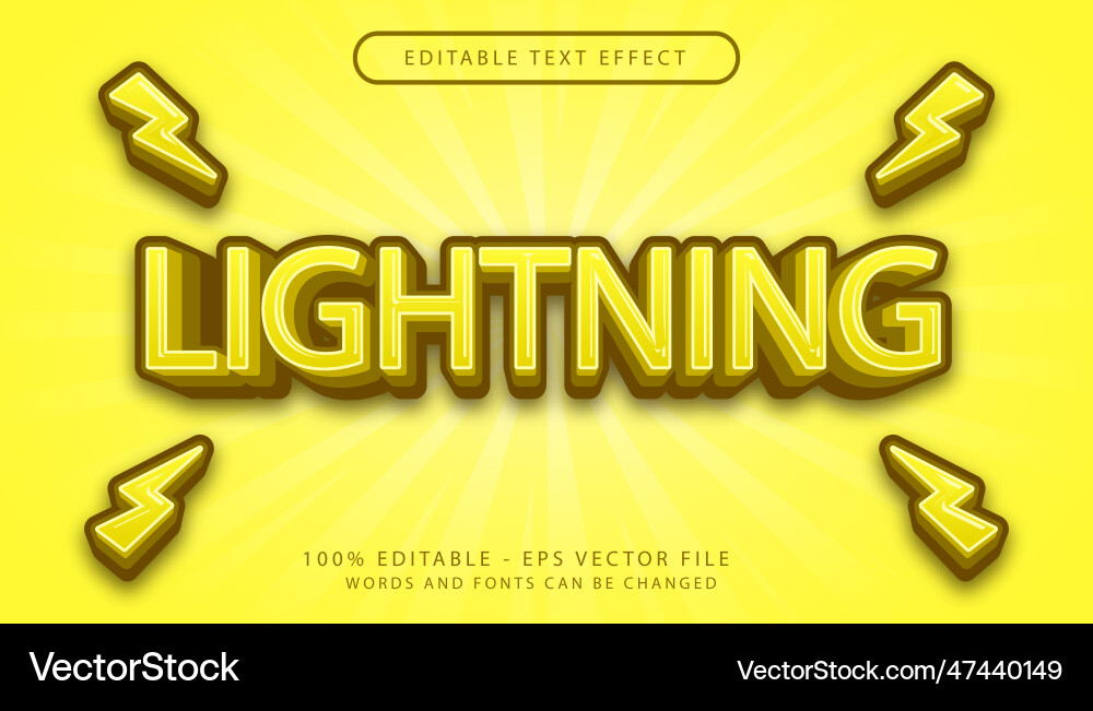 Lightning 3d text effect and editable Vector Image