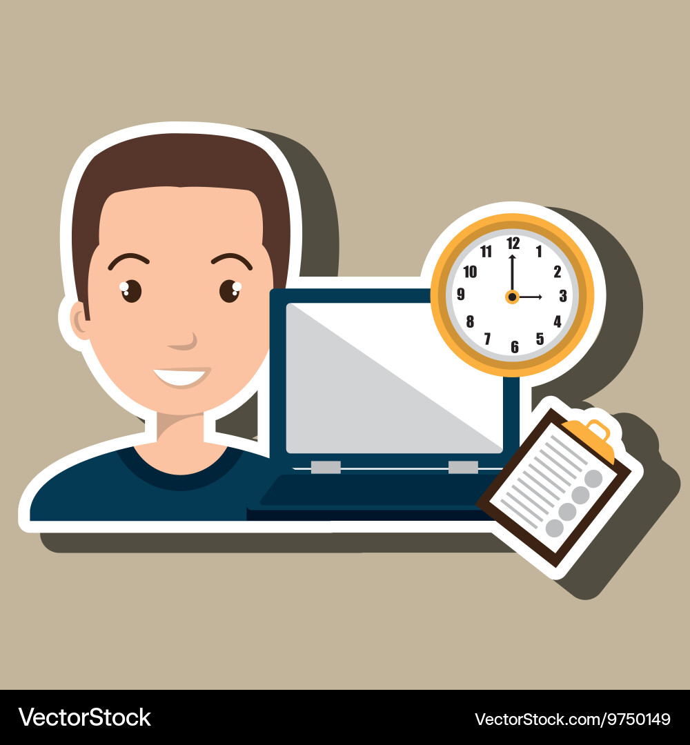 Man with computer isolated icon design Vector Image