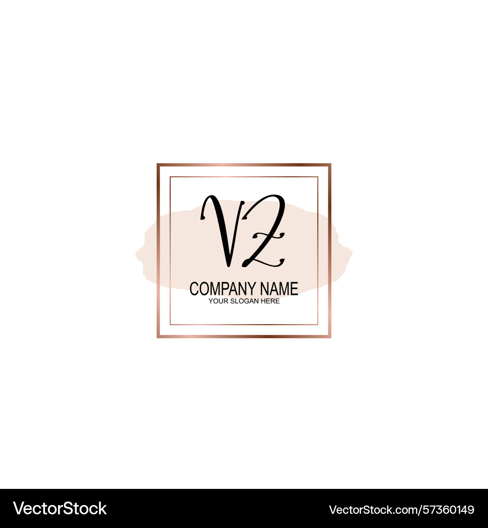 Minimalist handwritten vz initial logos with soft vector image
