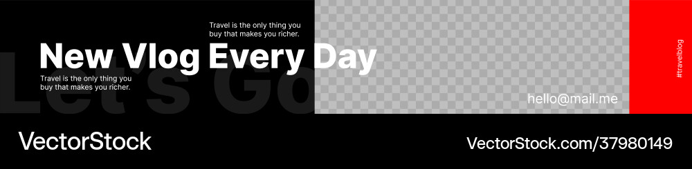 Red and black header for your vlog channel vector image
