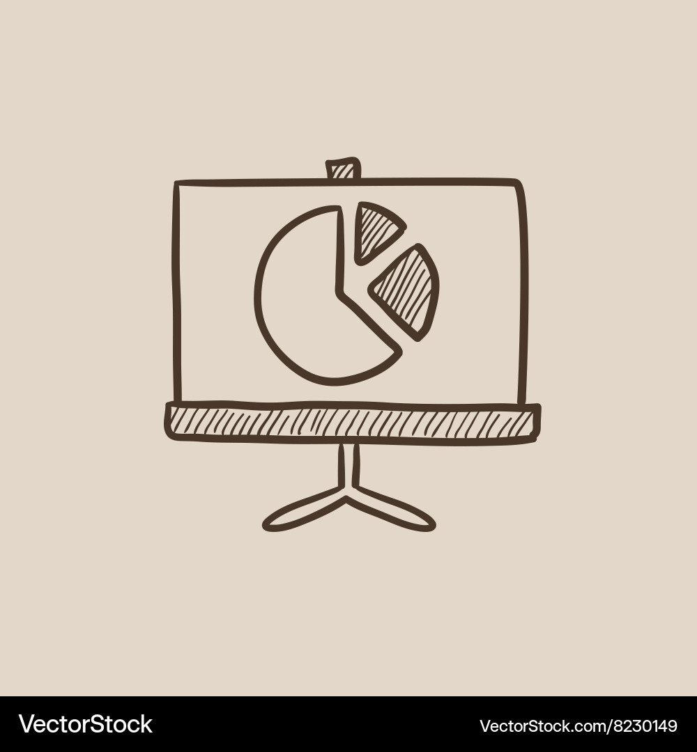 Roller screen with the pie chart sketch icon Vector Image