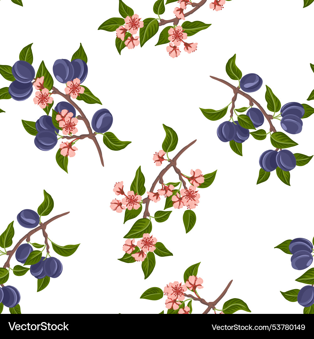 Seamless pattern with plum tree branch Seamless pattern with plum tree branch vector image