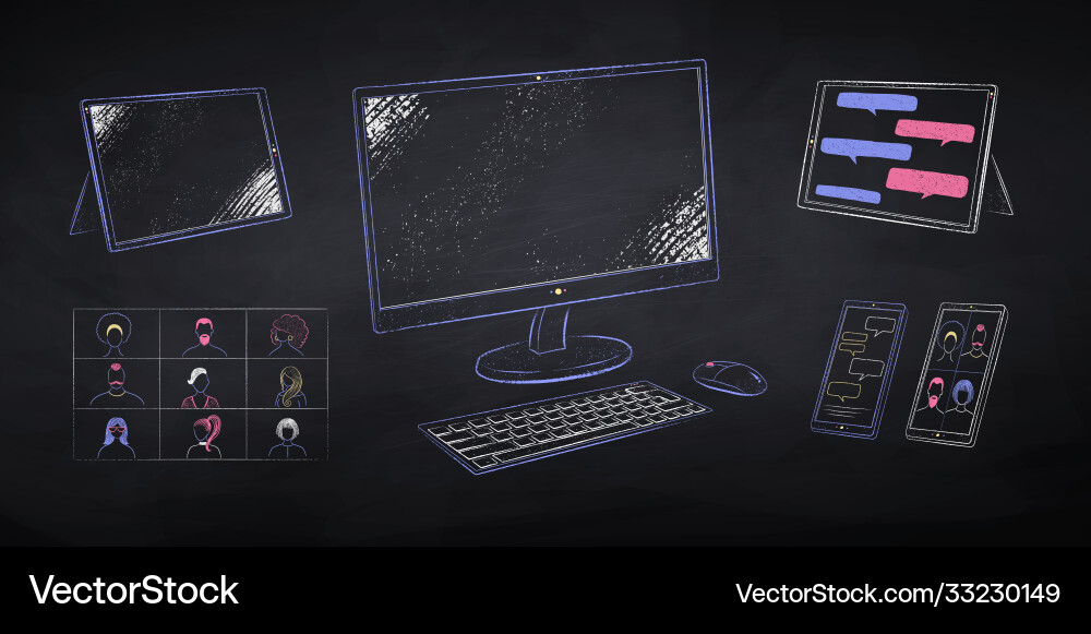 Set computer devices vector image