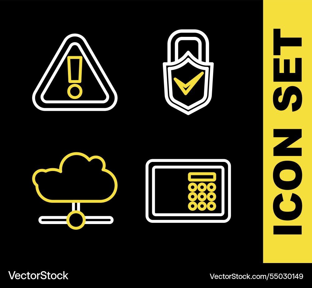 Set line lock and check mark safe network cloud Set line lock and check mark safe network cloud vector image