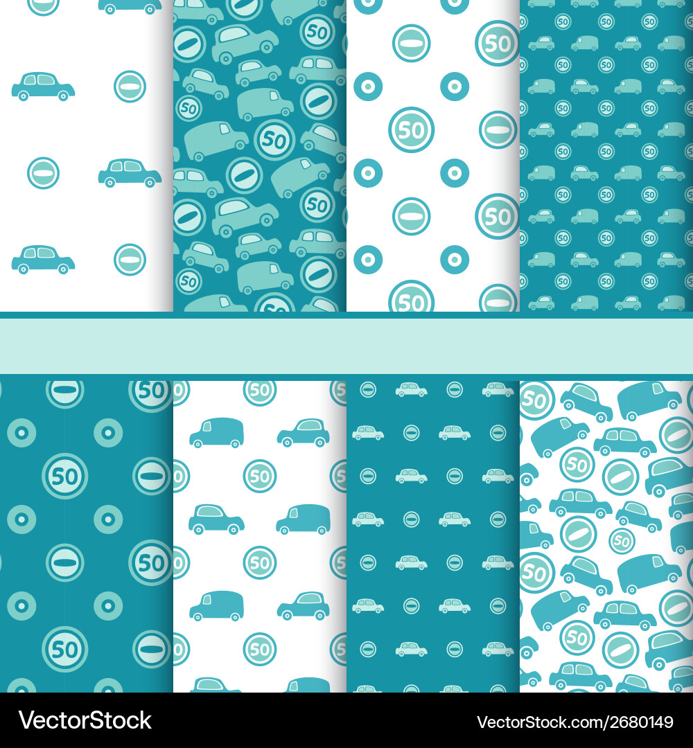 Set seamless toy cars patterns - pattern vector image
