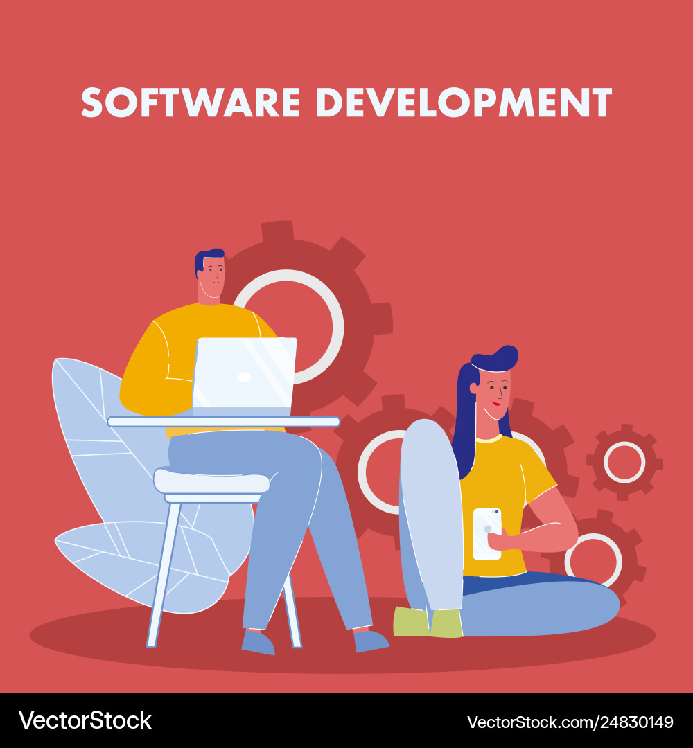 Software development flat poster with text Software development flat poster with text vector image