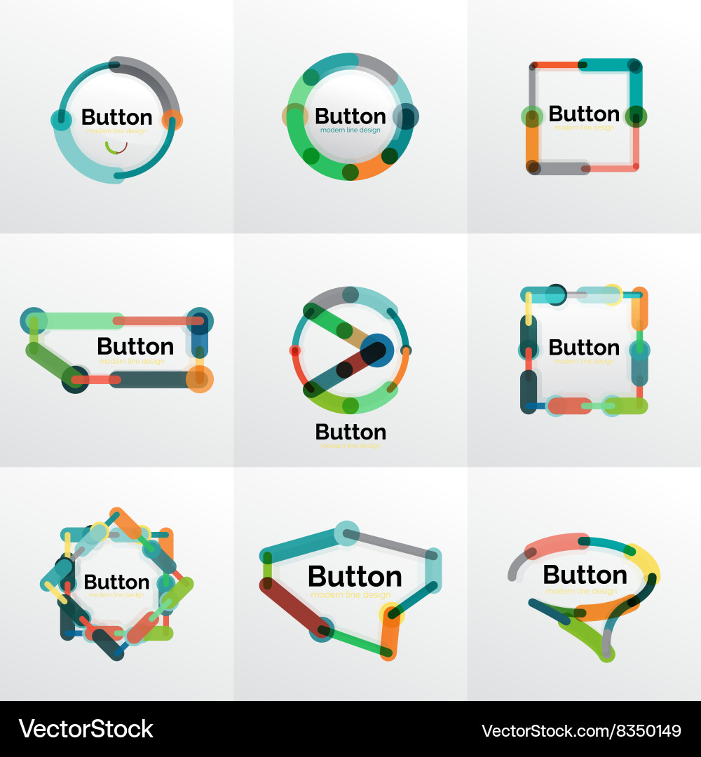Thin line design geometric button set flat Vector Image