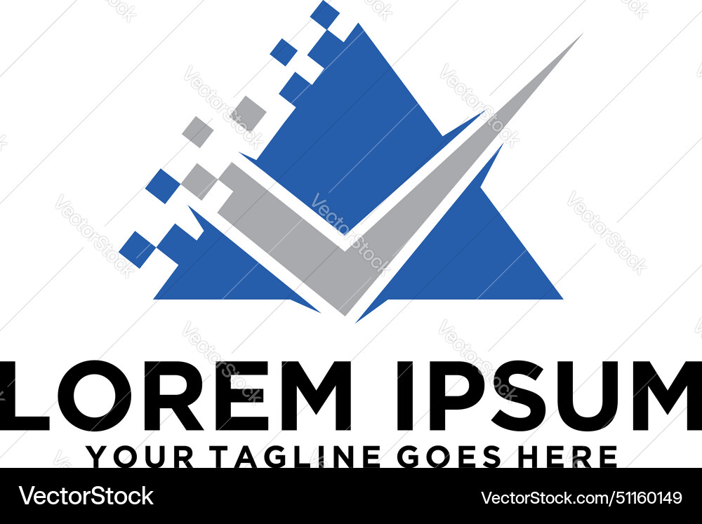 Triangle check pixels a logo Royalty Free Vector Image