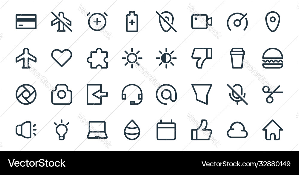 User interface line icons linear set quality User interface line icons linear set quality vector image
