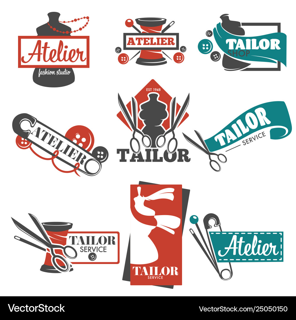 Atelier and tailor service isolated icons vector image