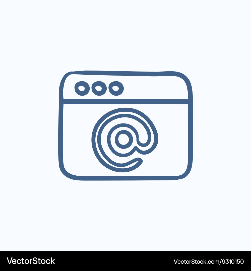 Browser window with email sign sketch icon vector image