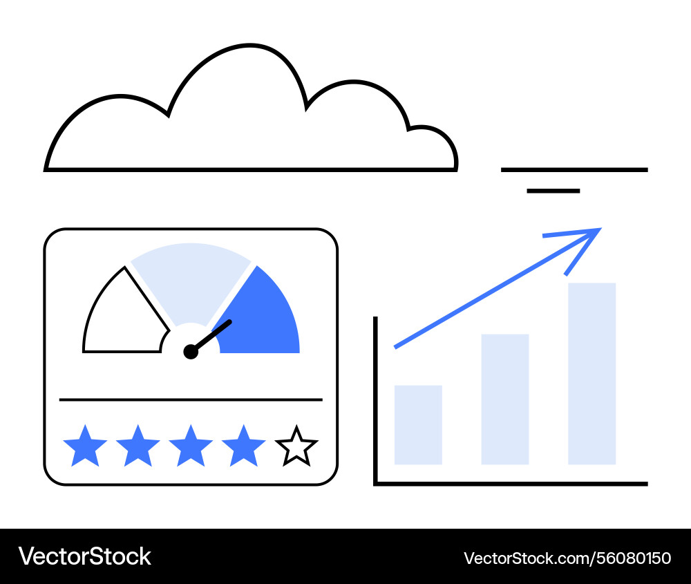Cloud performance and user ratings with graphical Cloud performance and user ratings with graphical vector image
