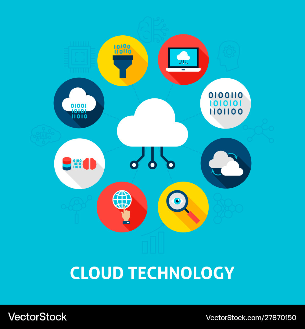 Cloud Technology Icons - Data & Concepts Vector Image