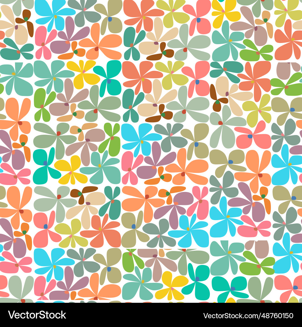 Congested flowers colorful seamless pattern vector image