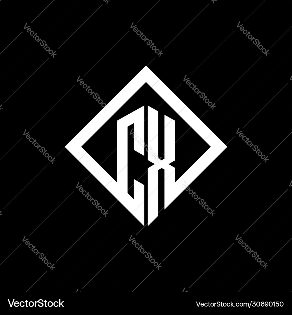 Cx logo monogram with square rotate style design Cx logo monogram with square rotate style design Vector Image