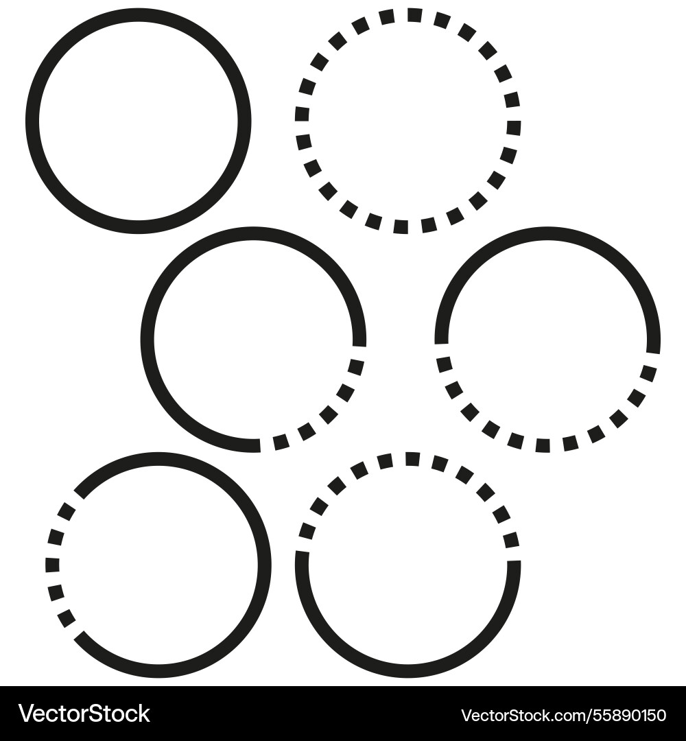 Dashed circle icons incomplete round shapes black Dashed circle icons incomplete round shapes black vector image