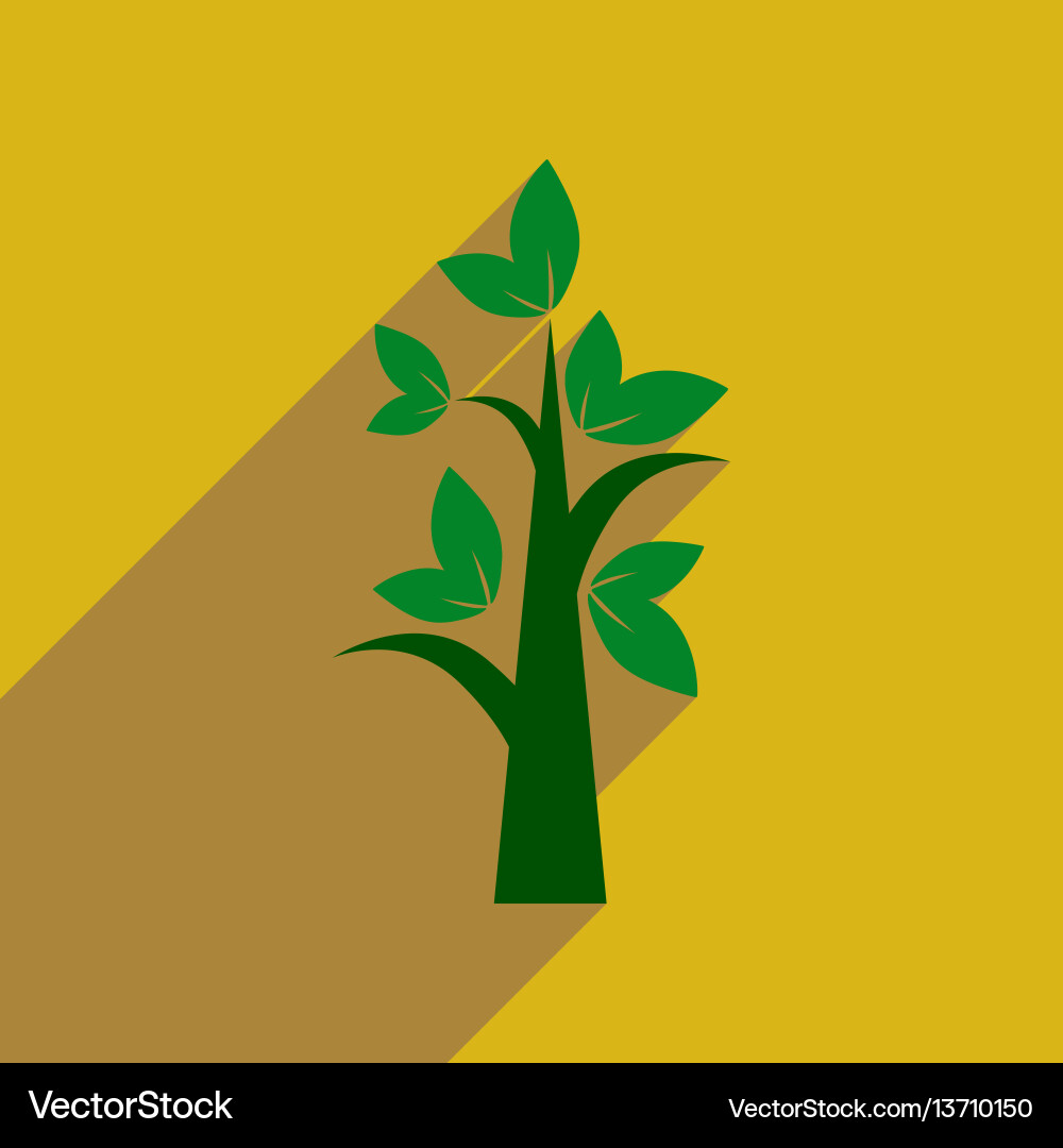 Flat web icon with long shadow tree vector image