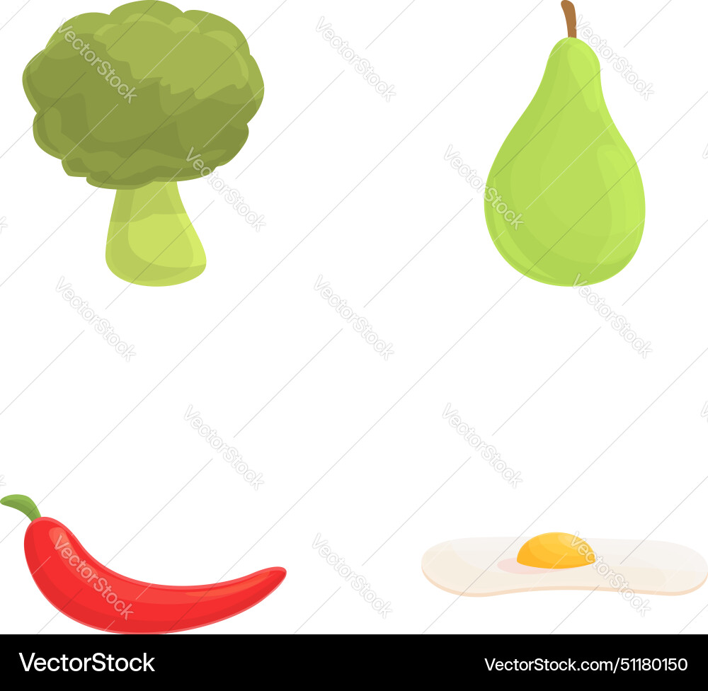 Frische Lebensmittel-Icons setzen Cartoon Broccoli Frische Lebensmittel-Icons setzen Cartoon Broccoli vektorbild