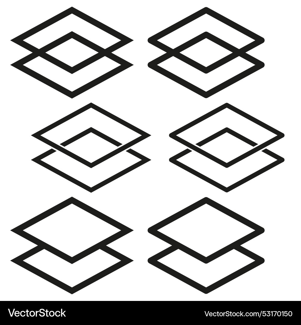 Geometric layers icon set abstract design Geometric layers icon set abstract design vector image