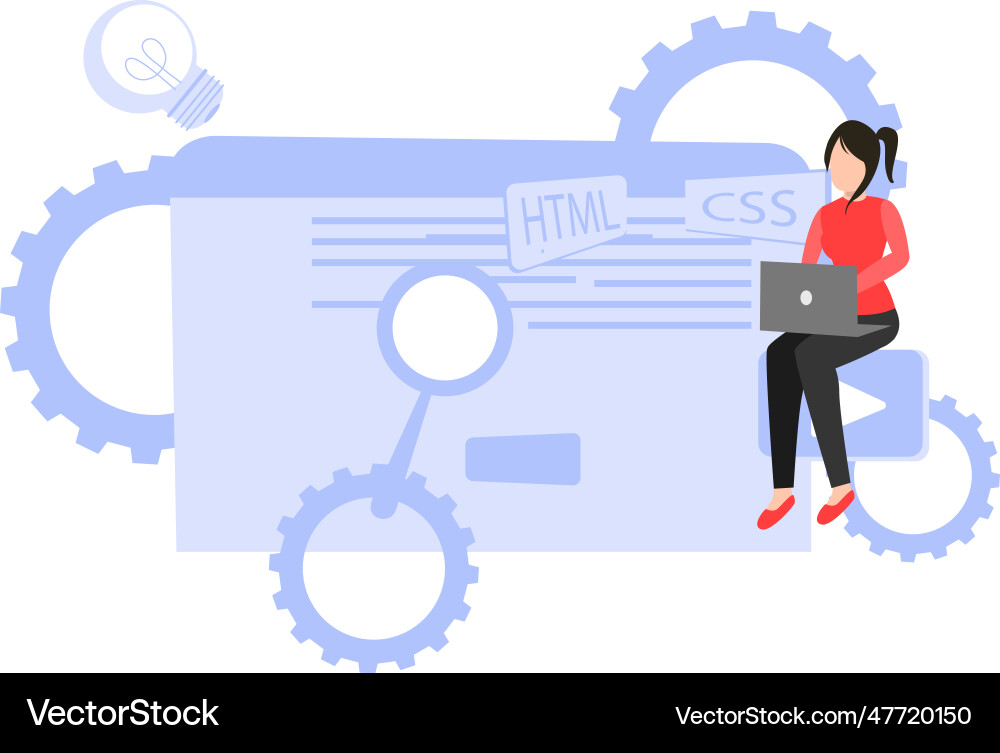 Girl is working on website coding vector image