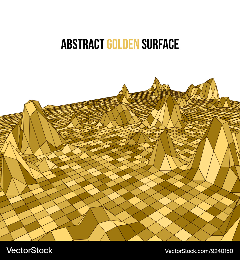 Golden 3d mosaic wireframe texture mapping vector image