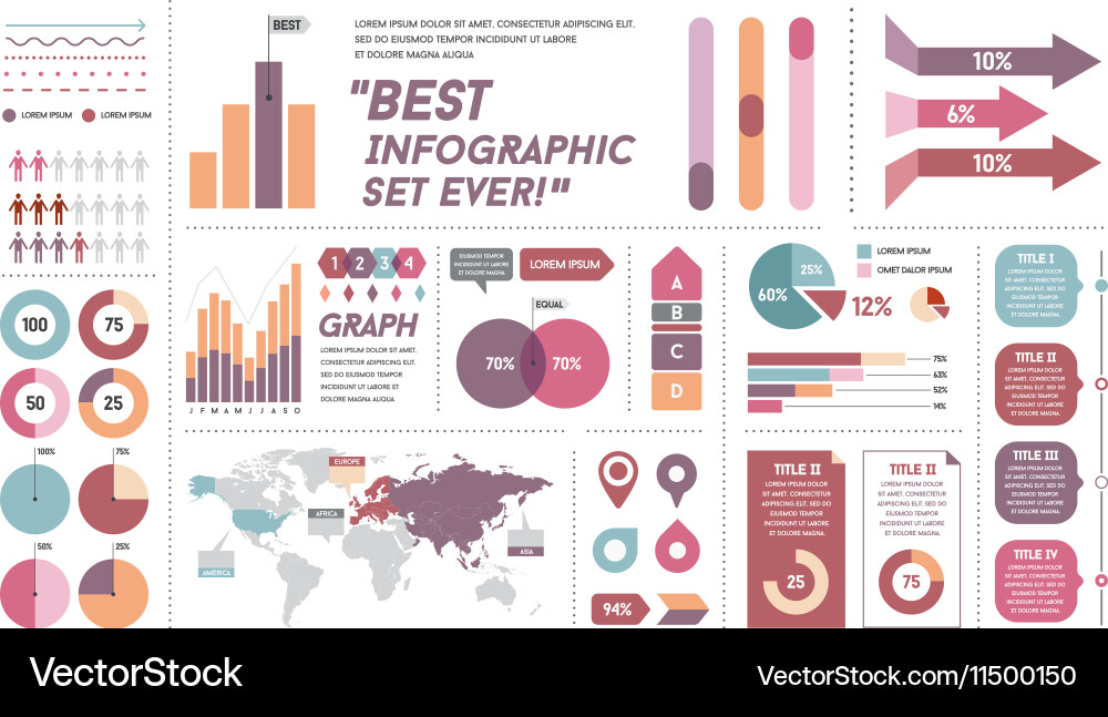 Infographics elements and objects big huge set all vector image