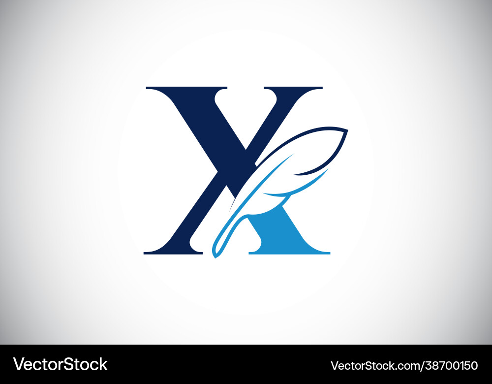 Initial x monogram alphabet with a feather font Initial x monogram alphabet with a feather font Vector Image