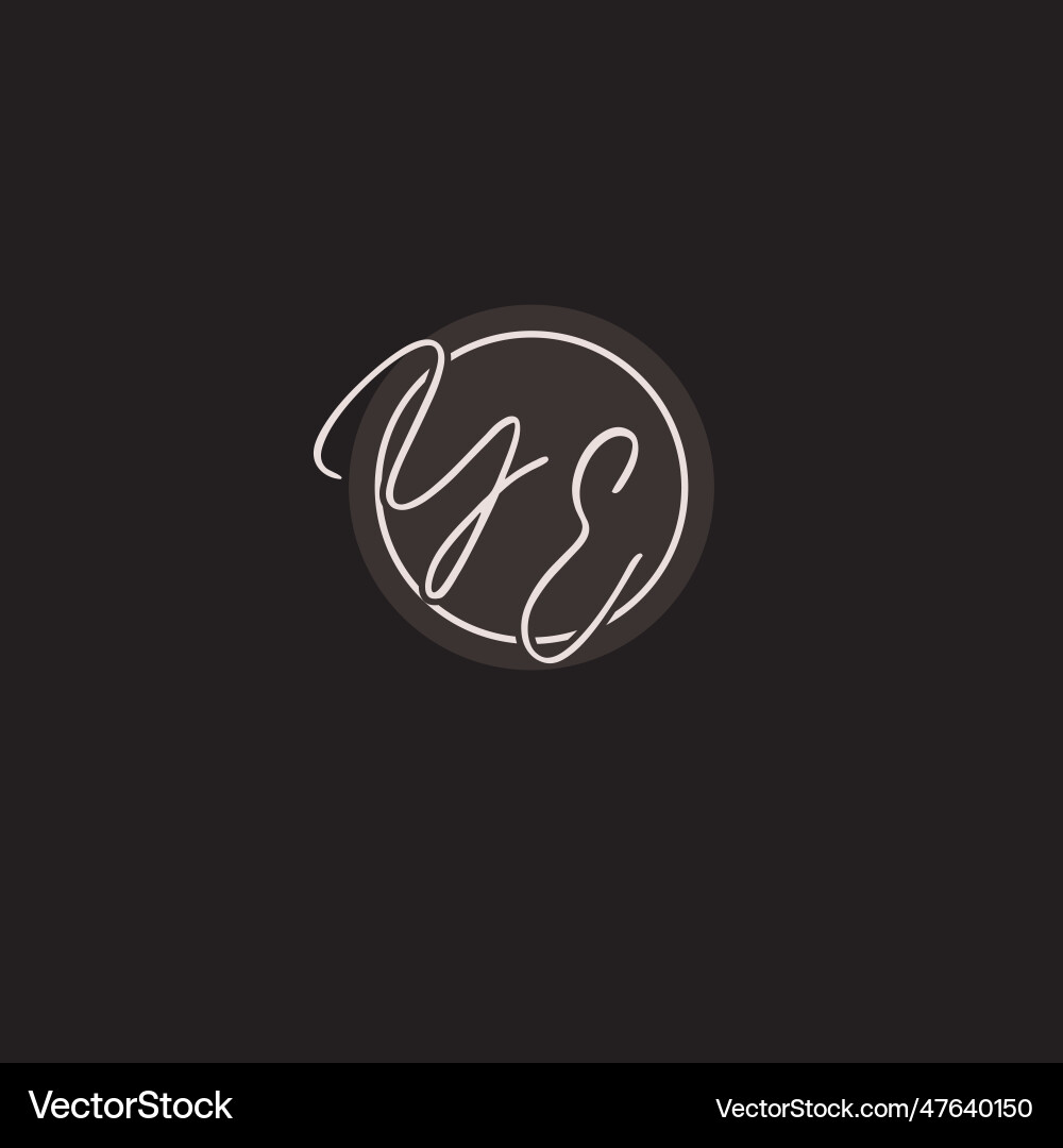 Initials ye logo monogram with simple circle line Vector Image