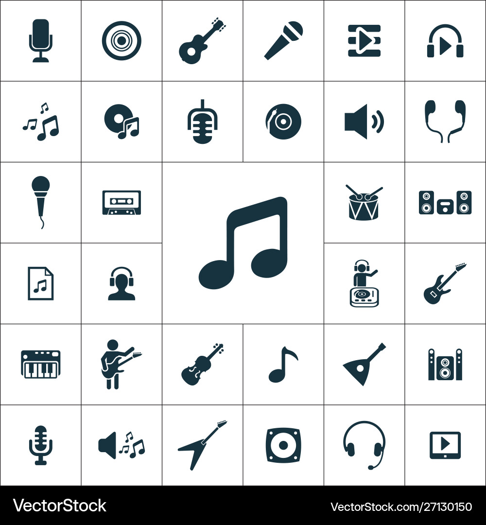 Music icons universal set for web and ui vector image