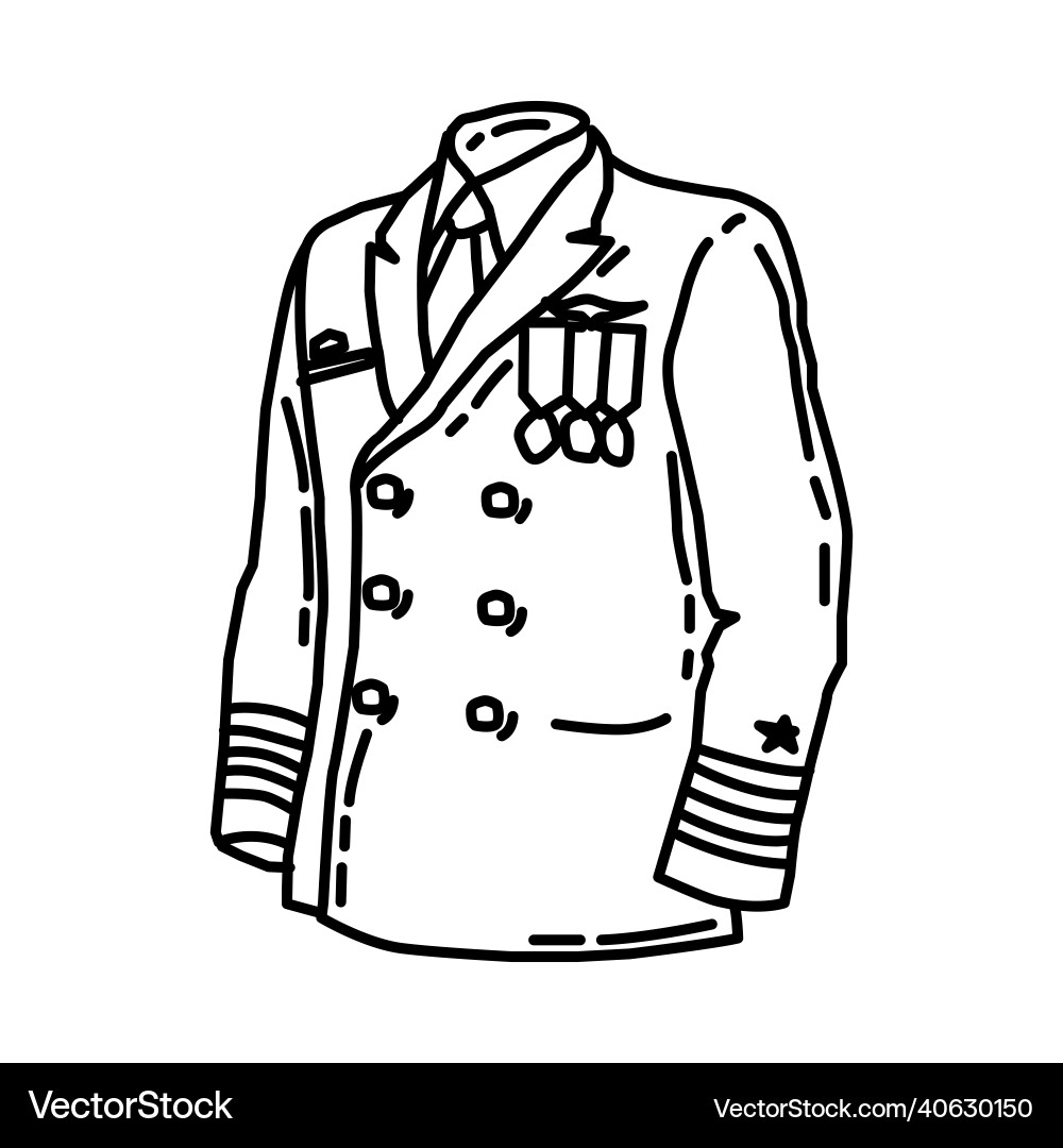 Navy officer soldier uniform icon doodle hand Navy officer soldier uniform icon doodle hand vector image
